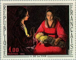 Франция 1966, Живопись, Мадонна с Младенцем,1 марка